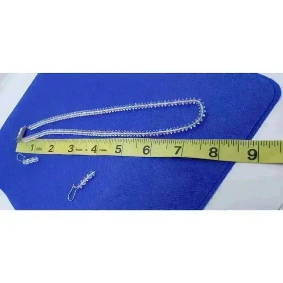 Vintage Clear Crystal Diamond Cut Choker Earrings Art Deco Wedding - Picture 10 of 10